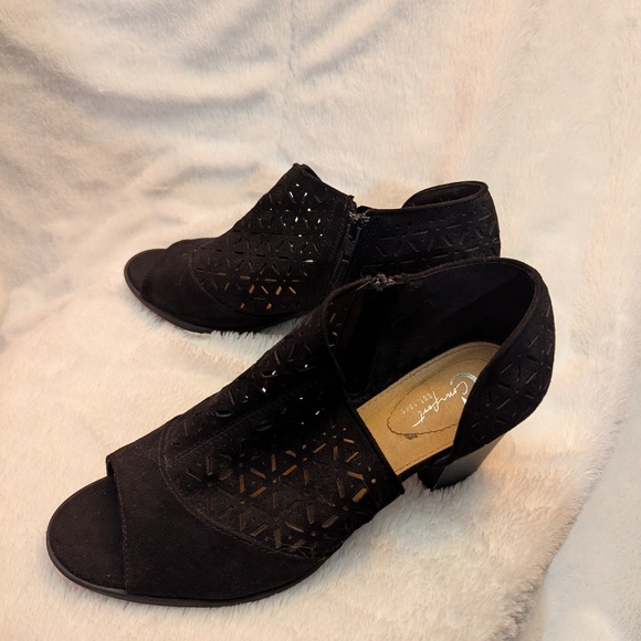 CATO Mesh Open Toe Chunky Heels, black, size 9 - Picture 3 of 8